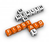 stock photo of health  - mental health first aid 3d crossword - JPG 