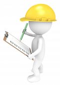 picture of toon  - 3D little human character The Builder holding a Clip Board and a Pencil - JPG 