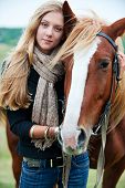 pic of horse  - outdoor portrait of young beautiful woman with horse
 - JPG 