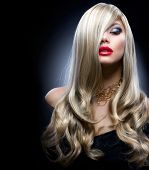 stock photo of gloss  - Blond Fashion Girl Portrait - JPG 