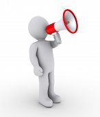 foto of man  - 3d person is shouting through a megaphone - JPG 