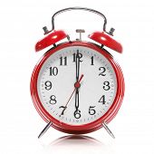 picture of wake  - red old style alarm clock isolated on white - JPG 