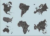 picture of map  - vector maps of the continents - JPG 
