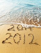 picture of beach  - New Year 2012 is coming concept  - JPG 