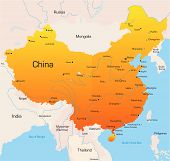 foto of map  - Abstract vector color map of China country - JPG 