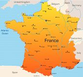 image of france  - Abstract vector color map of France country - JPG 