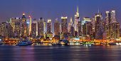 stock photo of reflection  - View on night Manhattan - JPG 