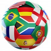 pic of france  - 3d rendering of a soccer ball with flags of the participating countries in world cup 2010 - JPG 