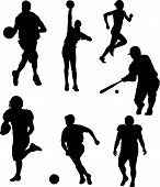 foto of sports  - Vector Illustration silhouettes of active men and women playing in and competing in sports  - JPG 