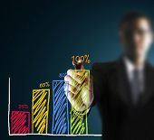 foto of leadership  - Male hand drawing a chart - JPG 