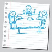 foto of family  - Scribble family eating - JPG 