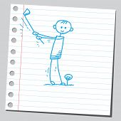 stock photo of golfer  - Hand drawn golfer - JPG 