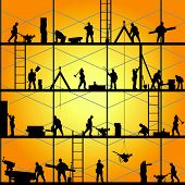 picture of construction worker  - construction worker silhouette at work vector illustration - JPG 