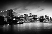pic of bridge  - Brooklyn Bridge and Manhattan at sunset - JPG 