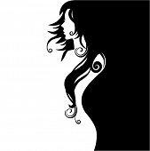stock photo of black  - black and white silhouette of the girl - JPG 