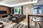 stock photo of interior  - Modern and luxury living room interior design - JPG 