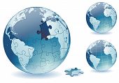 pic of puzzle  - Set Globes Planet Earth from Puzzles vector illustration - JPG 