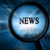 image of news  - news on a blue background with a magnifier - JPG 