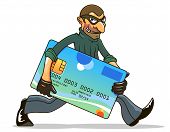 picture of security  - Hacker or thief stealing credit card for internet security and banking concept design - JPG 
