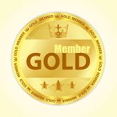 picture of member  - Badge with title Gold member image of crown and three golden stars - JPG 
