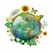 pic of earth  - A circle of the Earth globe with atmosphere clouds on a white background - JPG 