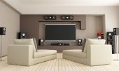 pic of interior  - elegant living room with home theatre system  - JPG 