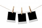 picture of insert  - Three blank instant photos hanging on the clothesline - JPG 