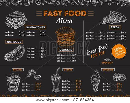 Poster: Fast Food Menu Sketch Sandwich