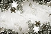 picture of glisten  - Silver sparkling stars on a white glistening background - JPG 