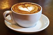 stock photo of art  - A cup of coffee with heart shape on top - JPG 