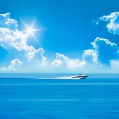 picture of boat  - speed boat blue sky - JPG 