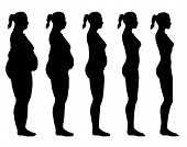 picture of normal  - A side view illustration of 5 female silhouette - JPG 
