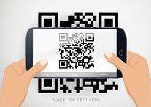 foto of scan  - Scanning QR code with  smart phone - JPG 