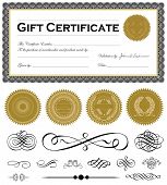 pic of currency  - Vector certificate frame and set of vector ornaments - JPG 