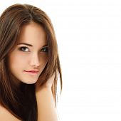 stock photo of model  - teen girl beautiful cheerful enjoying isolated on white background - JPG 