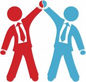 picture of merger  - Business people celebration of collaboration deal agreement merger or partnership success - JPG 