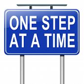 foto of steady  - Illustration depicting a roadsign with a one step at a time concept - JPG 