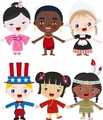 foto of multicultural  - multicultural children hand in hand cartoon illustration - JPG 