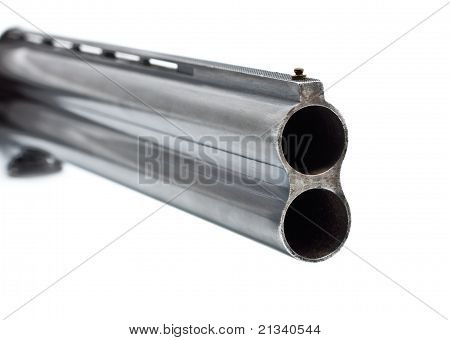 Picture or Photo of Black shotgun barrel isolated on white background