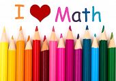 image of lovely  - I Love Math A pencil crayon border isolated on white background with words I Love Math - JPG 