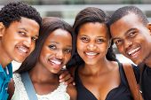 stock photo of group  - group of african american college students closeup - JPG 