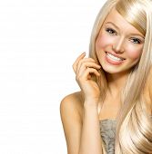 pic of blond  - Beautiful Blond Girl isolated on a White Background - JPG 