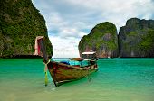 picture of boat  - Beautiful traditional long tail boat at maya bay - JPG 