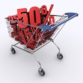 pic of percentage  - Shopping cart full of percentage - JPG 