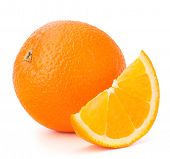 stock photo of segment  - Whole orange fruit and his segment or cantle isolated on white background cutout - JPG 