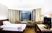 stock photo of comfort  - Interior of modern comfortable hotel room - JPG 