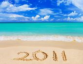 stock photo of beach  - Numbers 2011 on beach  - JPG 
