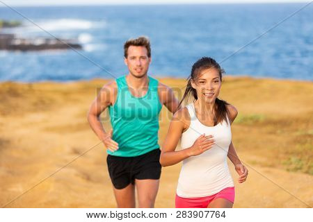Poster: Fit run people couple jogging