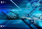 pic of computer technology  - Technology background with computer components and world - JPG 