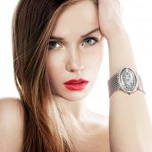 stock photo of watch  - silver watch - JPG 